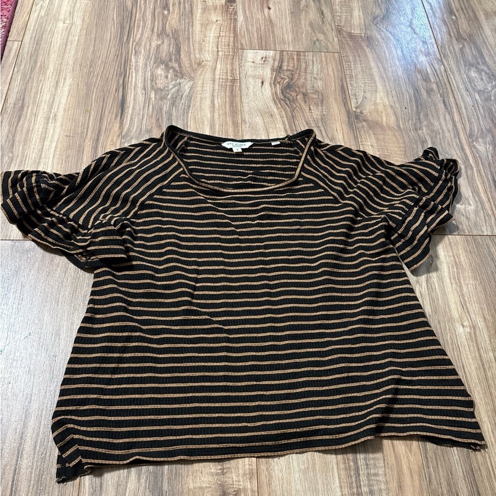 Max Studio Black and Brown Striped Blouse